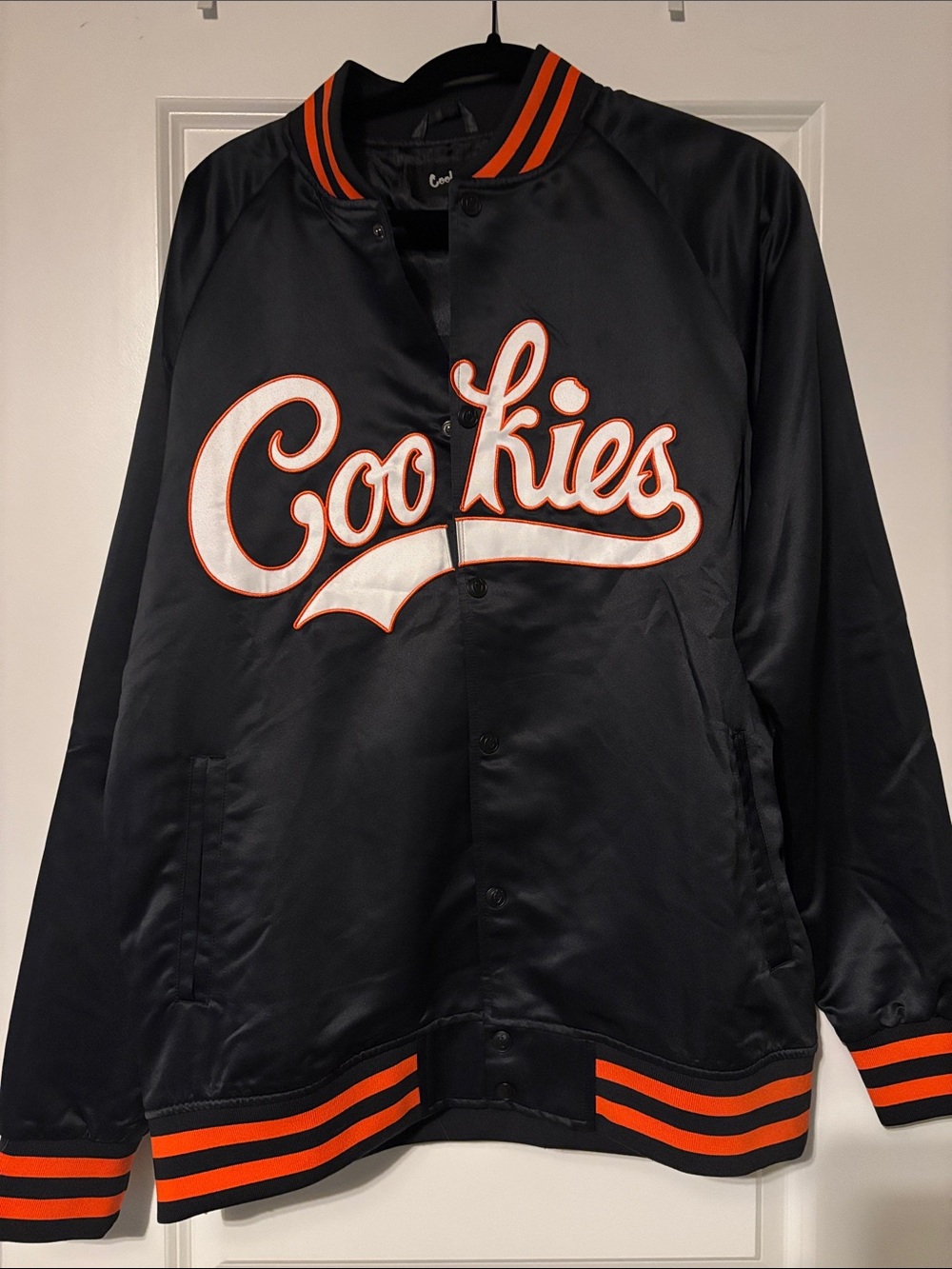 Men’s Variant COOKIES Black Satin Jacket with Orange Trim